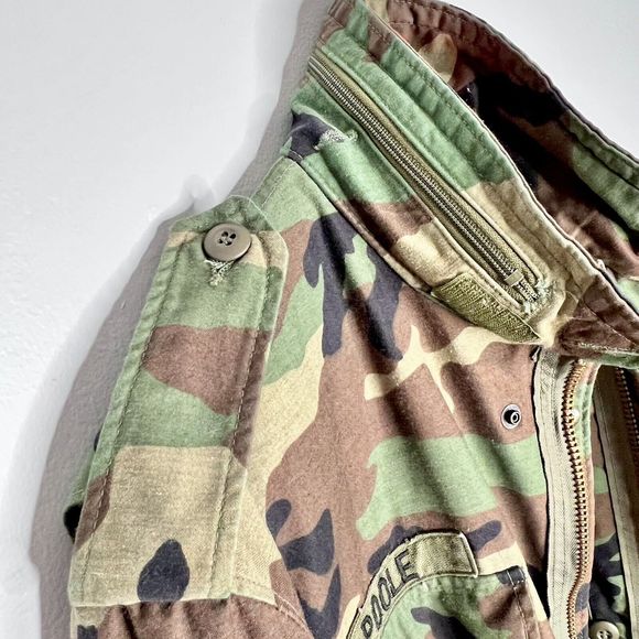 Vintage US Army Airborne 80s Cold Weather Field Camo Coat Jacket Medium Long - Picture 11 of 16